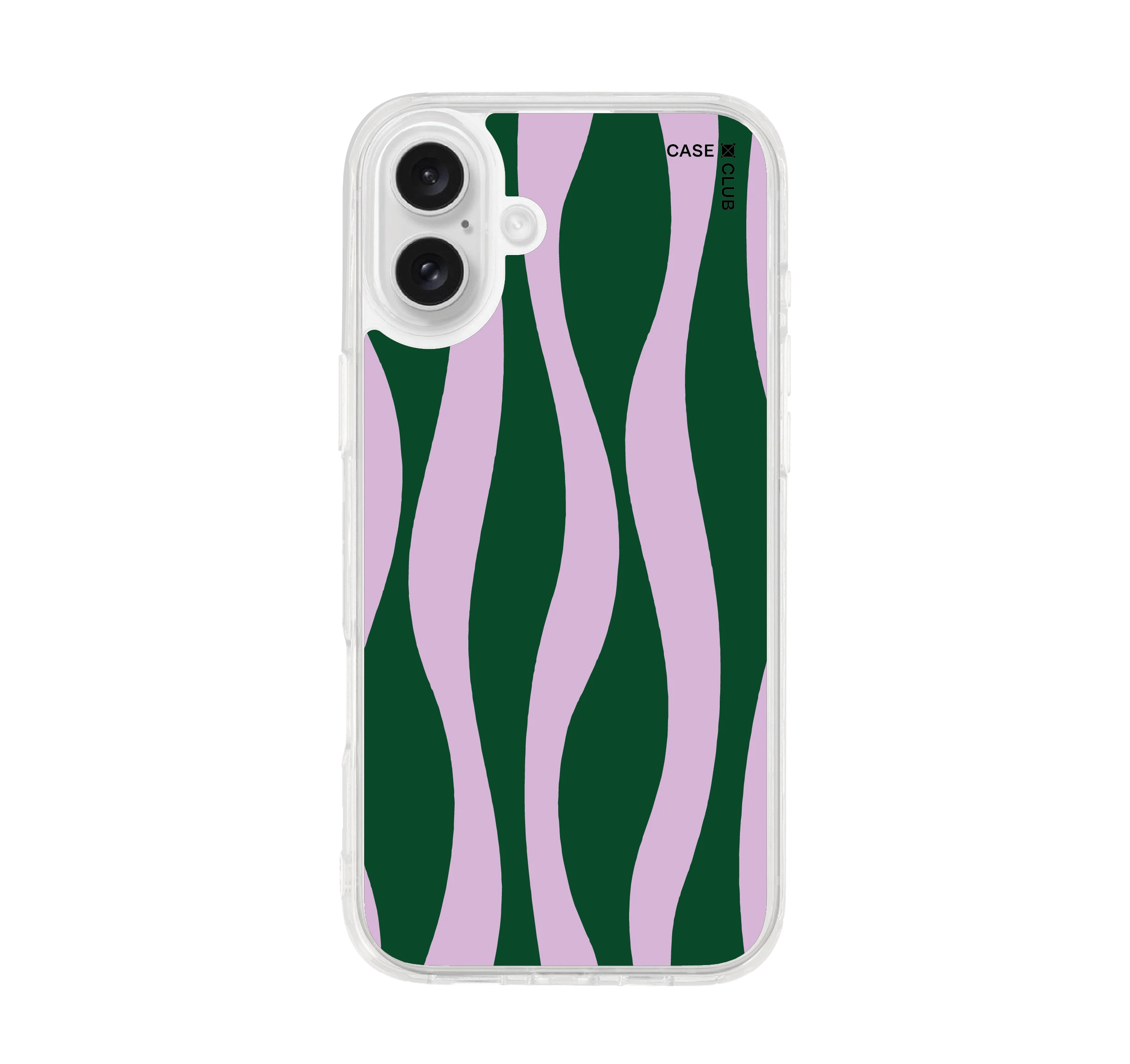 เคสใส iphone 16 plus ลายคลื่นสีม่วงและเขียว